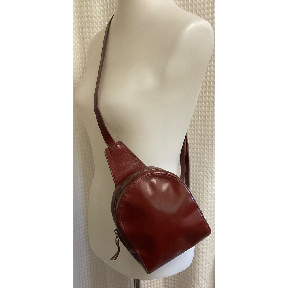 Hobo Leather Sling Crossbody Mahogany Red
